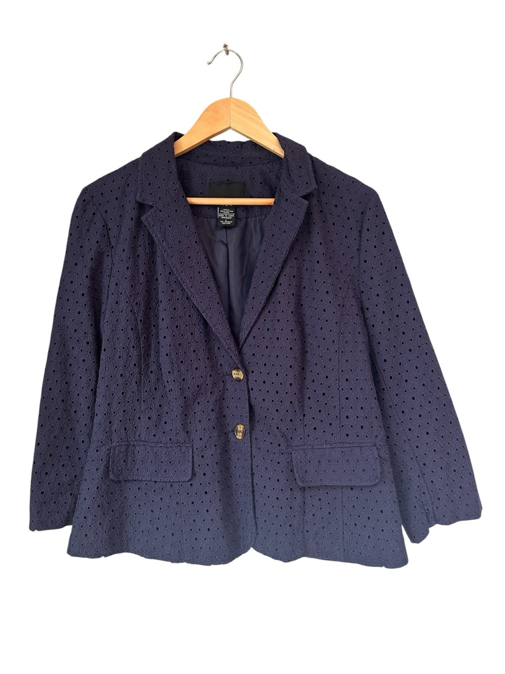 Cynthia Rowley Navy Eyelet Cotton Blazer Jacket – Size 8